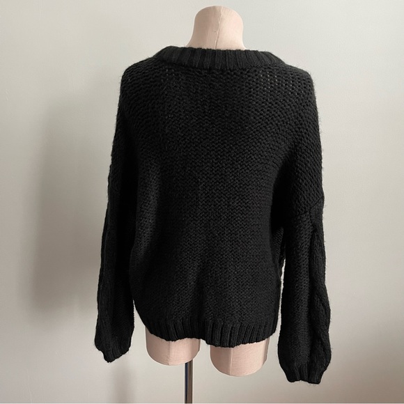 AERIE Black Cable Knit Cosy Sweater - Picture 5 of 7
